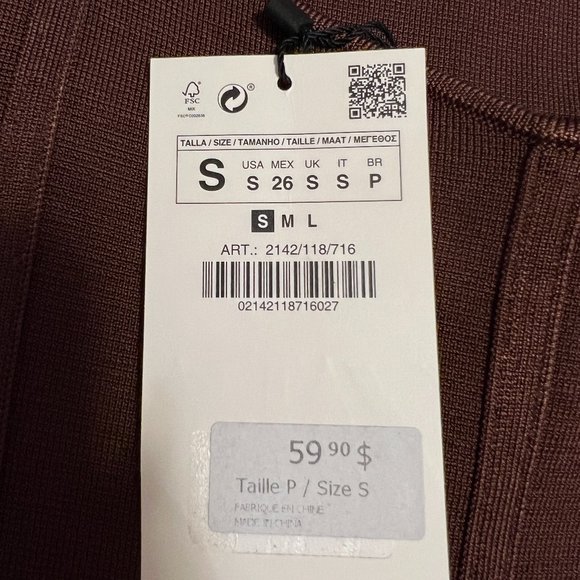 NWT ZARA BROWN KNITTED SLEEVELESS DRESS - Picture 7 of 7